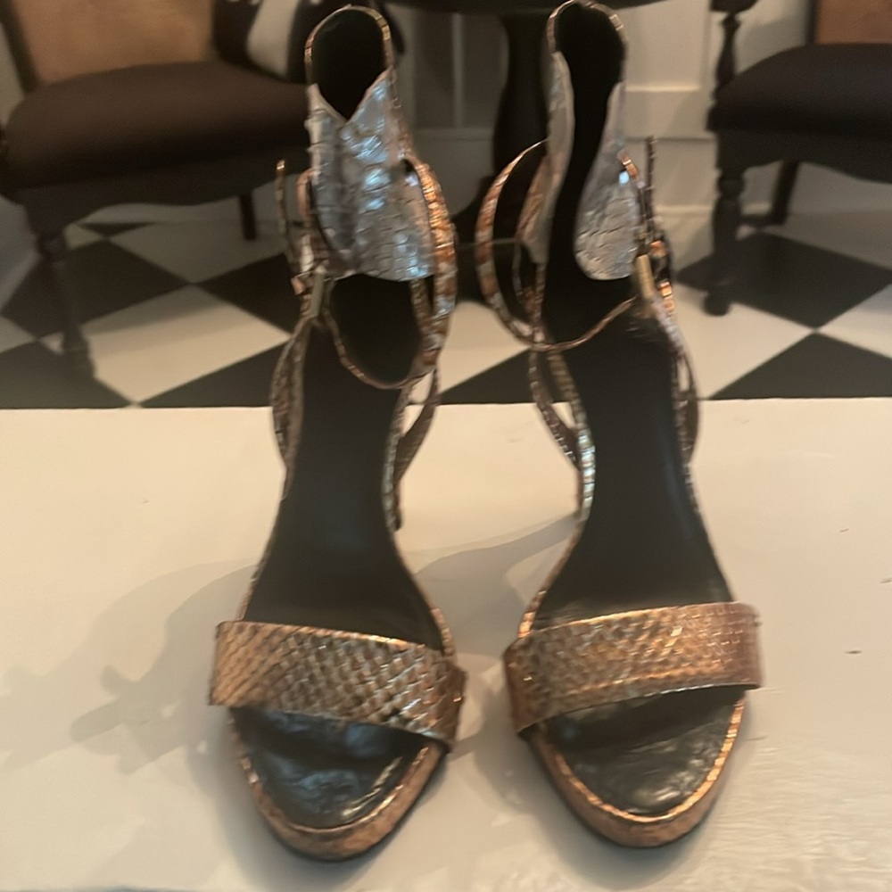 Givenchy Copper And Silver Python Strapy Heels Si… - image 2